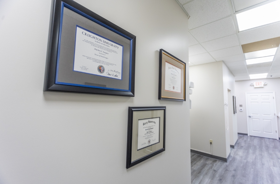 Doorways leading to treatment areas in dental office